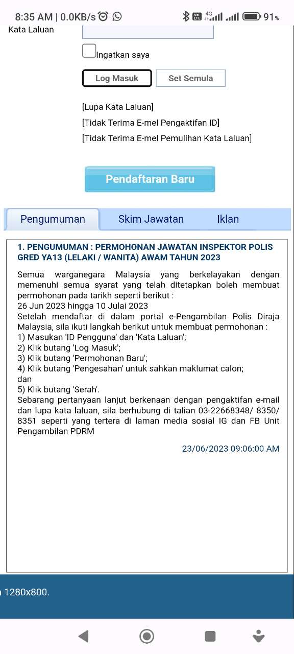 Jawatan Kosong Inspektor Polis Gred YA13 Awam Tahun 2023!!